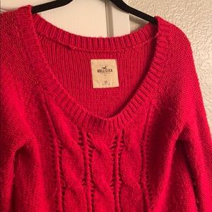 Oversize Red Cable Knit Sweater